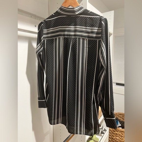 BCBGMAXAZRIA Mixed Print Tie Neck Tunic XS - Picture 5 of 9